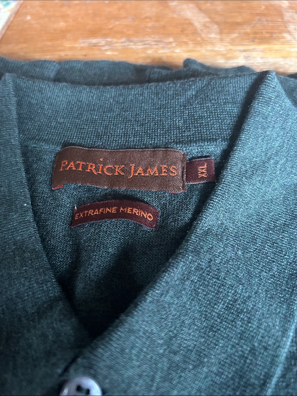 Patrick James Men's Teal V-Neck Merino Sweater